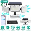 2 Pack Solar Powered Wall Lights IP44 Waterproof Motion Sensor Lights with 4 Adjustable Heads 333Pcs LED Beads 120ensing Angle Remote Control for Y