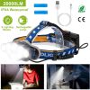 20000LM LED Headlamp 8 Lighting Modes Rechargeable Headlights IP44 Waterproof Rotatable Headlights For Hiking Rescuing Camping