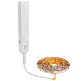3.28FT PIR Motion Sensor Strip Light Battery Powered LED Light Strip USB String Night Lamp with Auto Shut-Off Timer for Kitchen Under Cabinet Wardrobe