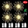 4Pcs 180Pcs Beads Firework Light Waterproof Battery Operated LED Copper Wire Fairy Lamps Patio Decorative Starburst String Lights with 8 Modes 10 Brig