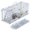 2Pcs Foldable Rat Trap Cage Humane Live Rodent Trap Cage Galvanized Iron Mice Mouse Control Bait Catch with Detachable L Shaped Rod For Kitchen Garden
