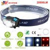 20000LM LED Headlamp USB Rechargeable Wave Motion Sensor Headlight Water-resistant Fishing Head Torch Outdoor Emergency Flashlight