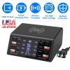 100W USB Charging Station 8 Ports Charging Station Hub PD 27W Quick Charger Wireless Charging Station Fit for iPhone 14 13 12 11 iPad Samsung