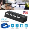 4 Port USB 3.0 Hub High Speed Multiport USB Hub W/ Individual Power Switches and LEDs for Macbook Mac Pro Notebook PC USB Flash Drives Mobile HDD