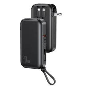 10000mAh Portable Charger with US Plug 3 Inbuilt Cables PD20W QC18W Fast Charging Power Bank with 5 Outputs External Battery Pack Fit For IOSPhone 14
