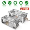 2Pack 11.81x5.63x4.45In 2-Door Humane Rat Trap Automatic Continuous Mouse Trap Reusable Galvanized Iron Live Animal Cage