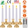 6 Packs Flameless Taper Candles 9.8in Electric LED Candles Warm White w/ 4 Light Modes Remote Control Timer Removable Candlesticks