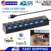 7 Port USB 2.0 Hub High Speed Multiport USB Hub with Individual Switches and LEDs for Macbook Mac Pro Notebook PC USB Flash Drives Mobile HDD