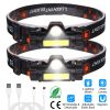 2 Packs Rechargeable Headlamp IPX4 Waterproof Headlight Flashlight Hand-free Head Torch for Fishing Camping Hiking Running