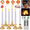 6 Packs Flameless Taper Candles 9.8in Electric LED Candles Warm White w/ 4 Light Modes Remote Control Timer Removable Candlesticks