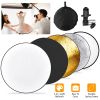 42.5In 5 In 1 Photography Round Light Reflector Collapsible Multi Disc Light Diffuser w/ Storage Bag Translucent Silver Gold White Black 5 Colors Refl