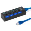 4 Port USB 3.0 Hub High Speed Multiport USB Hub W/ Individual Power Switches and LEDs for Macbook Mac Pro Notebook PC USB Flash Drives Mobile HDD