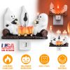 2Pcs Ghost Campfire Flickering Flame Night Light Indoor 3D Funny Halloween Nightlight Decoration Bedroom Night Light Halloween Decoration Gift For Fri
