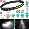 5-Mode LED Headlamp USB Rechargeable IPX4 Waterproof Headlight Hand-Free Fishing LED Strip Light Bar w/ Motion Sensor for Camping Hiking Running