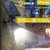 2Pcs Solar Spotlight Outdoor Dusk To Dawn Light Wall Path Lawn Garden Lamp Waterproof
