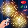4Pcs 180Pcs Beads Firework Light Waterproof Battery Operated LED Copper Wire Fairy Lamps Patio Decorative Starburst String Lights with 8 Modes 10 Brig