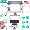 2 Pack Solar Powered Wall Lights IP44 Waterproof Motion Sensor Lights with 4 Adjustable Heads 333Pcs LED Beads 120ensing Angle Remote Control for Y