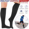Unisex Compression Socks 15-20 mmHg Graduated Support Sports Fitness Socks for Running Athletic Circulation Recovery Polyester Solid Black