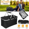 30L Insulated Picnic Basket Cooler Collapsible¯od Delivery Storage Bag Grocery Market Basket Heat & Cool Insulation w/ Aluminum Handles