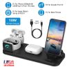 6 In 1 Qi Wireless Charger 10W Fast Charging Station Fit For iWatch 5/4/3/2/1 Airpods Pro/1/2 IOS phone Xs/MAX/XR/X/8/8Plus/11/Pro/11Pro max Galaxy No