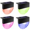 4Pcs Solar Deck Lights Outdoor LED RGB Solar Decorative Step Fence Lamp IP55 Waterproof Warm Color Changing Night Lights For Patio Garden Stair Fence