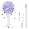 3 In 1 Electric Bug Zapper Racket 90¯tating Bug Zapper Wand Indoor Outdoor Handheld Mosquito Swatter with Telescopic Extension Wand