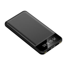 10000mAh Power Bank Portable Ultra Slim Charger External Battery Pack with 2 USB Output Ports Charging Cable LED Flashlight Compatible with IOSPhone 1 (Option: PowerBankBlack)