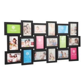 12/18 Pictures Frames Collage for Photos in 4" x 6" Glass Protection Display Wall Mounting Gallery Home Decor Kit (Option: PhotoFrameCollage18PBlack)