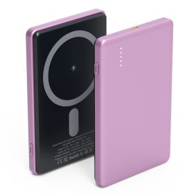 2 In 1 5000mAh 8MM Slim MagSafe Wireless Power Bank PD20W Magnetic Fast Charger Portable Phone Charger Fit for IOS Phone 15 14 13 12 Series And More (Option: PowerBankPink)