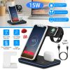 Wireless Charger 3 in 1 Charger Stand 15W Fast Charging Station Dock for iWatch Series 5/4/3/2/1 AirPods iPhone 11/11 Pro/Xs/X Max/XR/X/8/8Plus Samsun