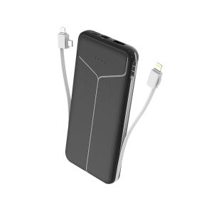 10000mAh Power Bank Portable Charger with US Plug 2 Built-in Cables External Battery Pack with 4 Ouputs 3 Inputs Fit For IOS Phone 14 Android And More (Option: PowerBankBlack)