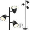 Black Tree Standing Floor Lamp Metal 3 Color Temperature Reading LED Bulb Light 360 Degree Adjustable Individual Separate Switch Living Room Bedroom O