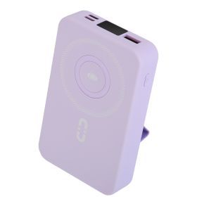 3 In 1 10000mAh MagSafe Fast Charging Power Bank PD20W Portable Charger with 2 Built In Cables Stand Fit for IOS Phone 16 15 13 Series And More (Option: PowerBankPurple)