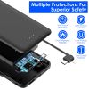 10000mAh Power Bank Portable Phone Charger External Battery Pack with LT & Type-C Double-ended Cable Type-C USB Cable Fit For IOSPhone 14 Android And