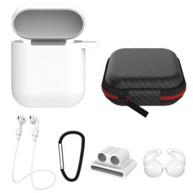 Silicone Case for Apple AirPod 1 2 AirPods Protective Cover Skin w/Strap Ear Hooks Watch Band Holder (Option: AP12CaseWhite)