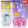2Pcs LED String Lights 100LED Beads 32.8FT Copper Fairy Lights IP65 Waterproof Battery Operated Flash Lights with Remote Control For Wedding Party Jar