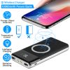 Qi Wireless Charging Station 10000mAh Power Bank Phone Tablet Charger w/ 4 Modes Flashlight For Travel Outdoor