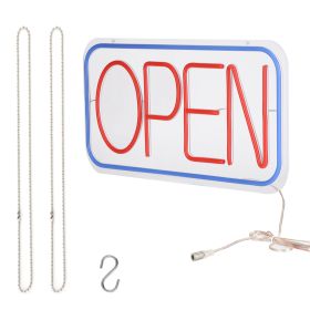 LED Open Sign 16.5x9.1in Business Neon Open Sign Advertisement Board with 11 Levels Adjustable Brightness (Option: LEDOpenSignRedBlue)