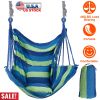 440LBS Hammock Hanging Chair Canvas Porch Patio Swing Seat Portable Camping Rope Seat w/ 2Pillows