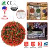 Solar Powered Topiary Ball 20 LED Lights Artificial Rose Flower Garden Hanging Light Ball IPX4 Water-Resistant Decorative Lighting for Home Garden Fen