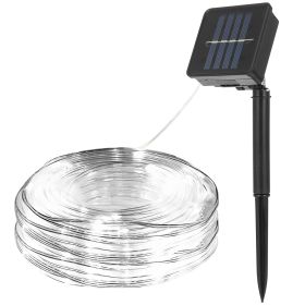Solar Powered String Lights Outdoor 39.37FT 100 LED 8 Modes Solar Fairy Rope Lamp IP65 Waterproof Decorative Lights For Home Garden Parties (Option: 50LEDSolarRopeLightsWhite)