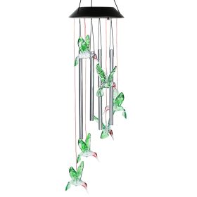 Solar Wind Chime Lights Hummingbird Decorative Lamp 7 Color Changing IP55 Waterproof Hanging String Lights For Home Garden Party Festival (Option: ChimeGreenHummingBird)