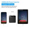 10000mAh Portable Power Bank Mini External Battery Pack Charger w/ Dual USB Ports LCD Display Type C Micro USB Input Ports