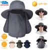 Fishing Bucket Hat Wide Brim Breathable Unisex Hat Sunlight-proof Removable Neck Face Fishing Cap For Fishing Hiking Traveling