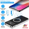 Qi Wireless Charging Station 10000mAh Power Bank Phone Tablet Charger w/ 4 Modes Flashlight For Travel Outdoor