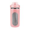 34Oz Glass Water Bottle Sports Water Bottle Motivational Water Bottle Water Intake Tracker Bottle with Straw Time Marker Silicone Sleeve Handle for Gy