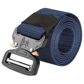 Men Military Belt Adjustable Tactical Belt Combat Waistband w/Metal Buckle Nylon Training Belt (Option: MilitaryBeltBlue)