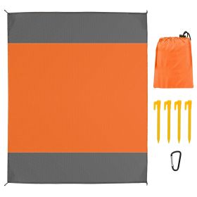 82.6x78.7in Sand Proof Picnic Blanket Water Resistant Foldable Camping Beach Mat w/ 4 Anchors 1 Carry Bag For 2-3 People (Option: CampingBlanketOrangeM)