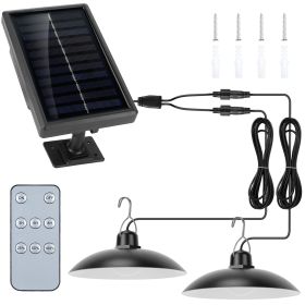 Solar Shed Lights Dual Lighting Heads Dimmable Timing Auto Sensor Turn Off Hanging Lamp IP65 Waterproof Remote Control Pendant Light For Garden Patio (Option: SolarLampDualWhite)
