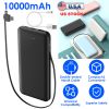 10000mAh Power Bank Portable Phone Charger External Battery Pack with LT & Type-C Double-ended Cable Type-C USB Cable Fit For IOSPhone 14 Android And